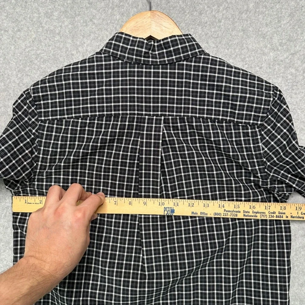 Ralph Lauren Boys Large 14-16 Black White Plaid Button Down Long Sleeve Shirt